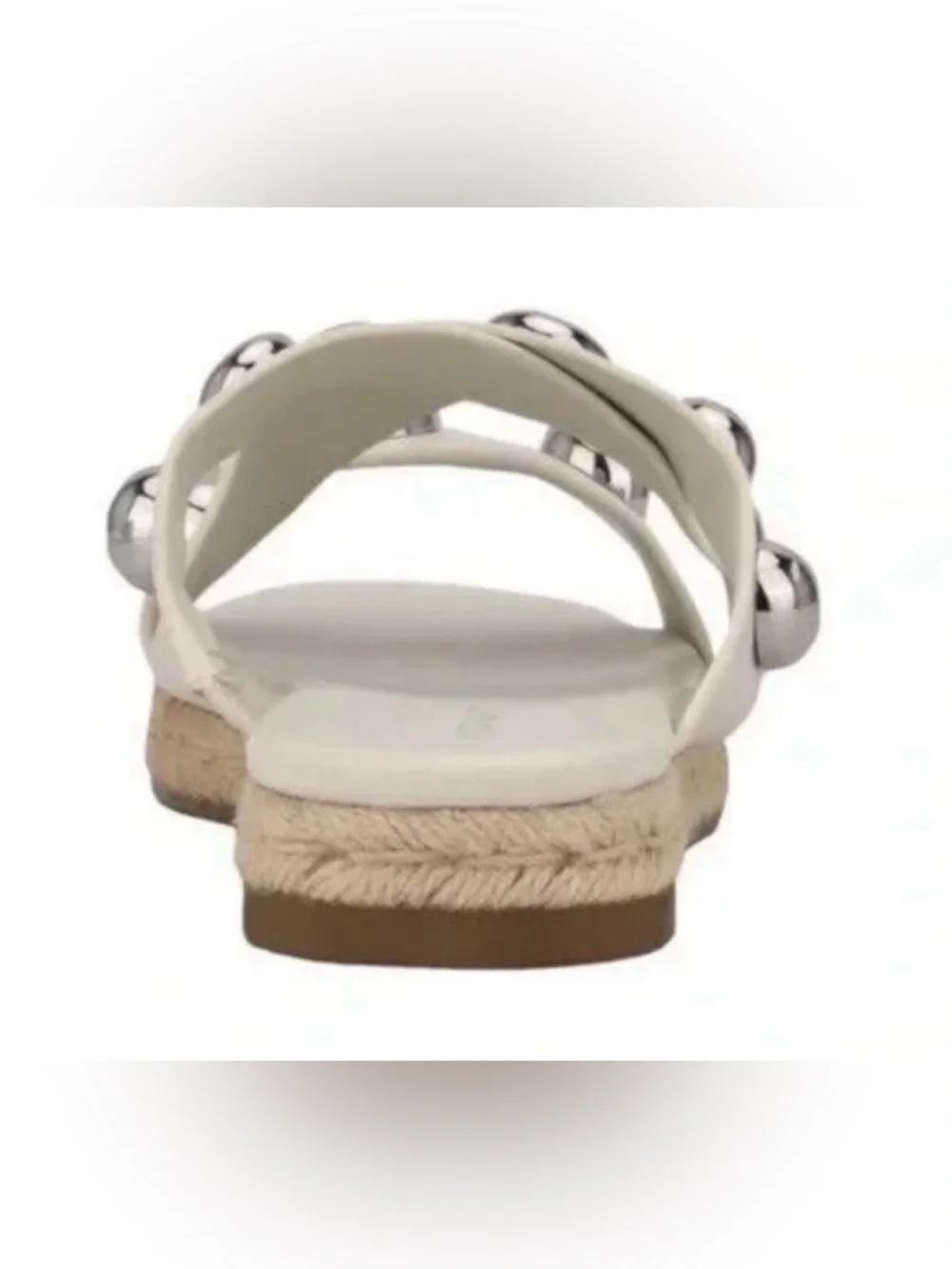 Marc Fisher White Studded Espadrille Slide Sandals